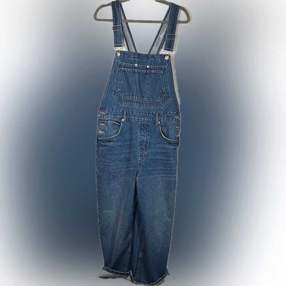 Free People Movement Denim Overalls NWT Medium Indigo Relaxed Wide Leg Boho